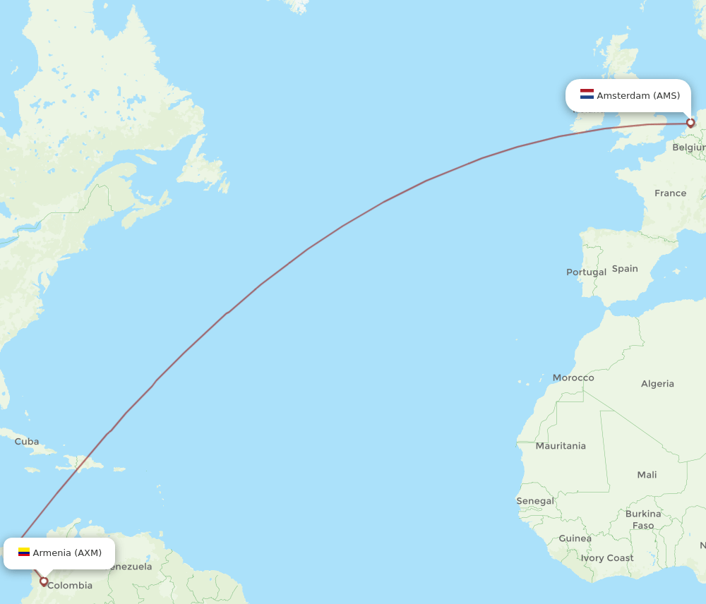 AXM to AMS flights and routes map
