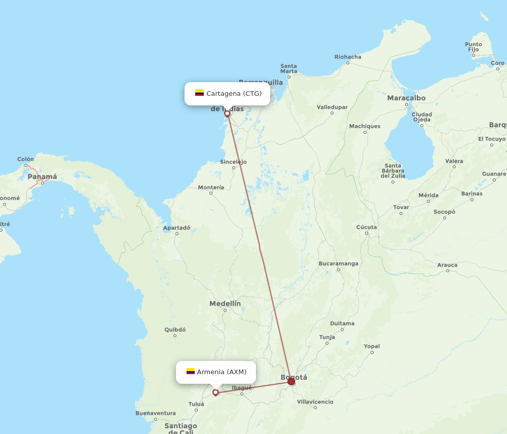 AXM-CTG flight routes