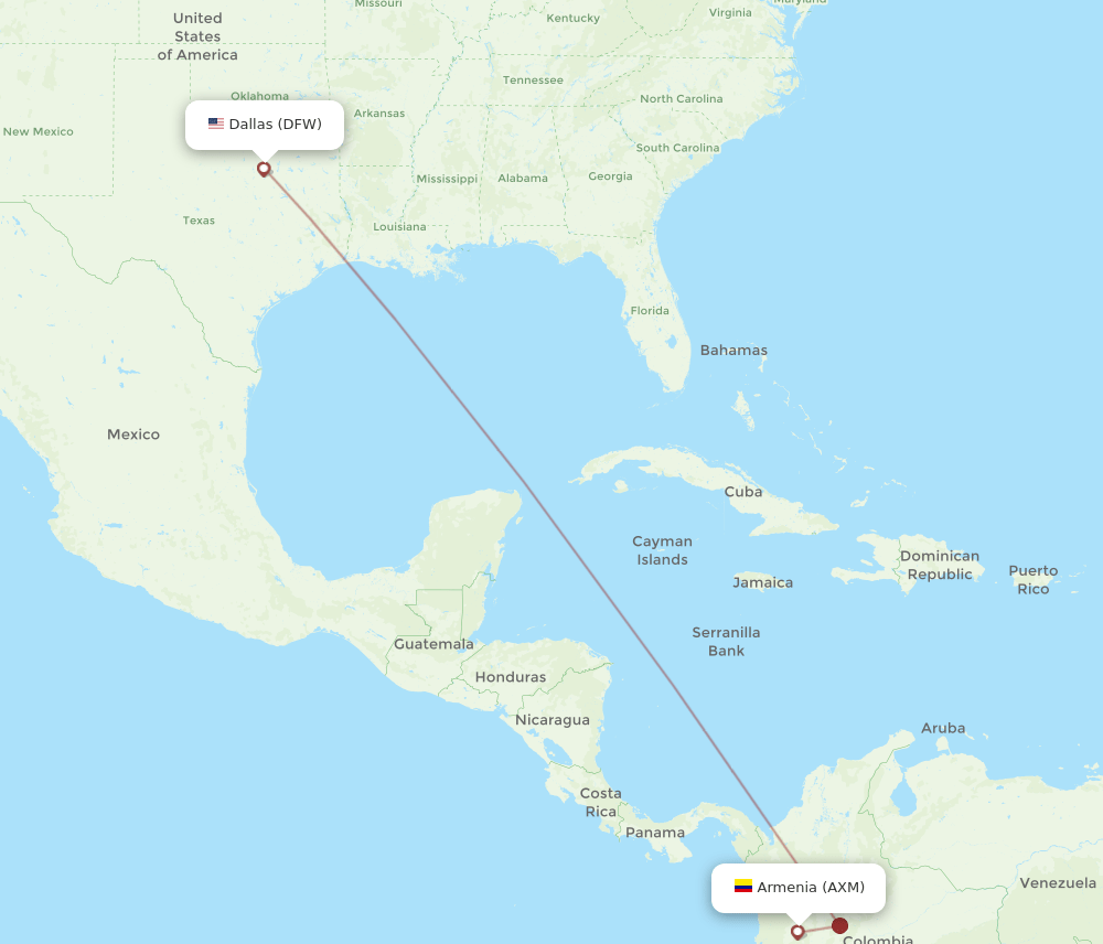 AXM-DFW flight routes