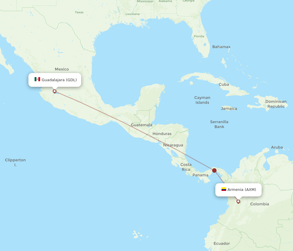 AXM to GDL flights and routes map