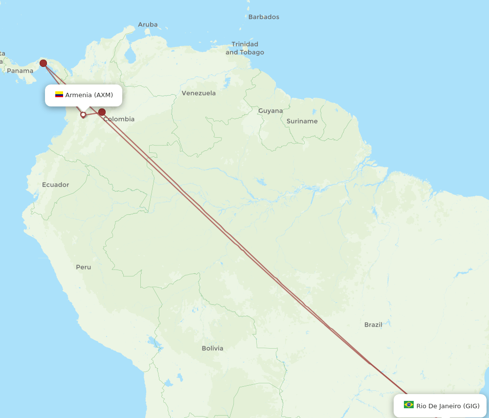 AXM to GIG flights and routes map