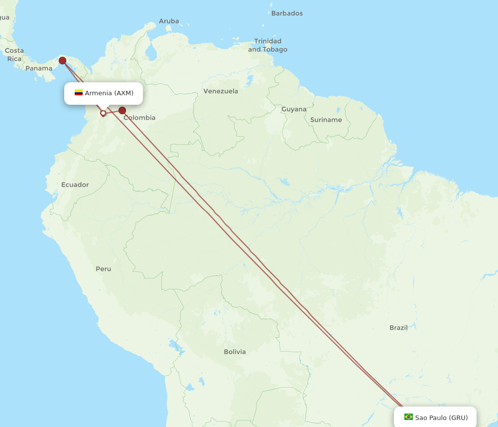 AXM to GRU flights and routes map
