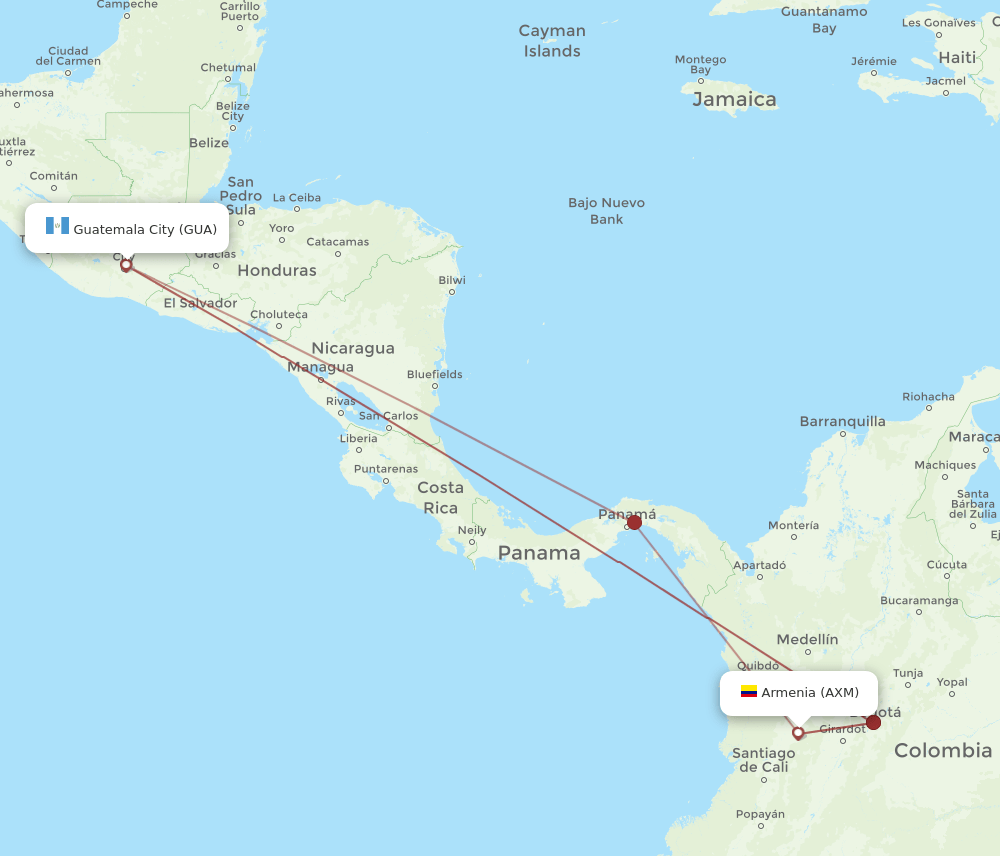 AXM-GUA flight routes