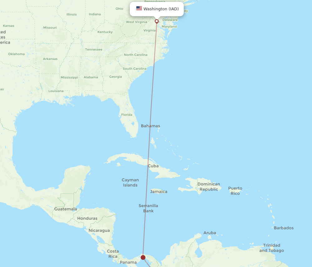 AXM-IAD flight routes