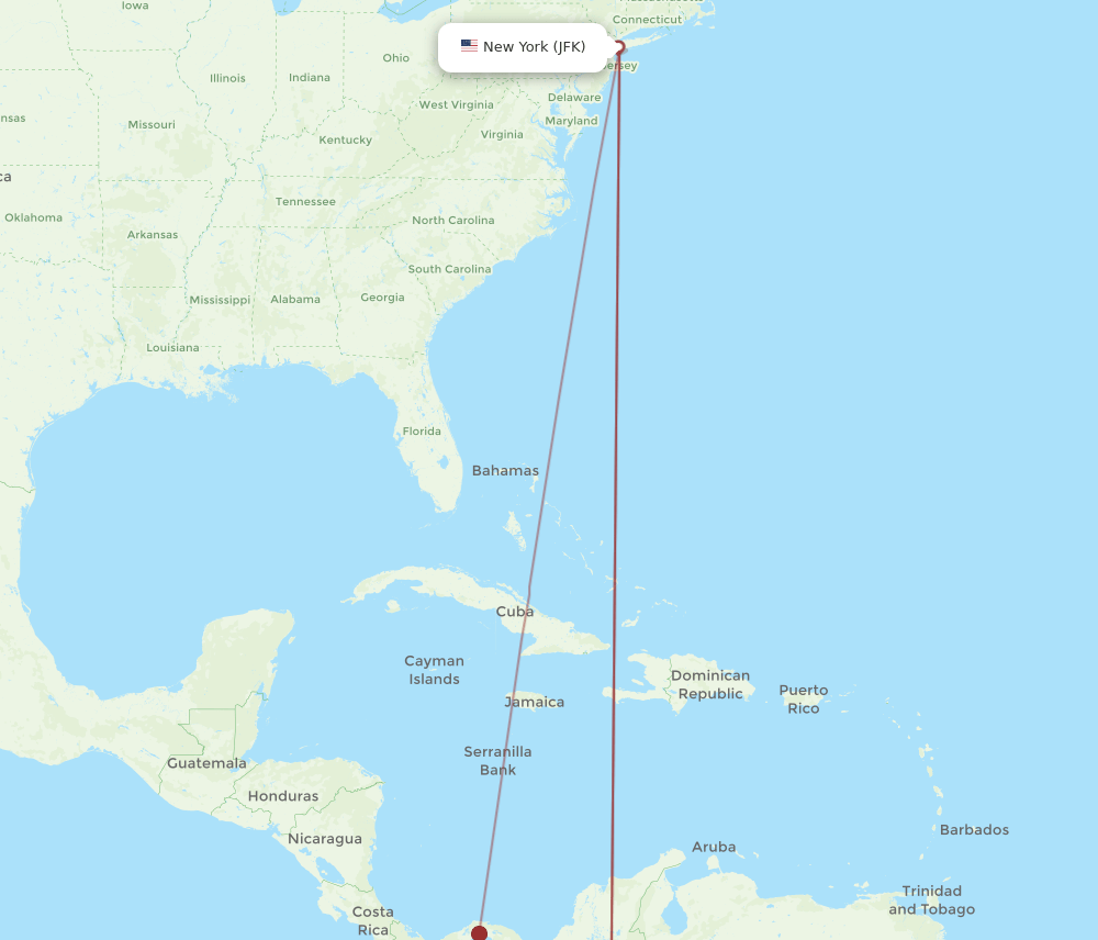 AXM-JFK flight routes