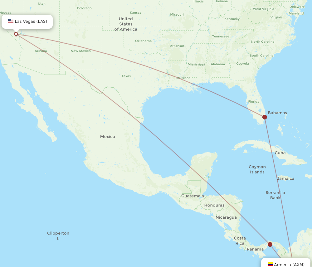 AXM to LAS flights and routes map