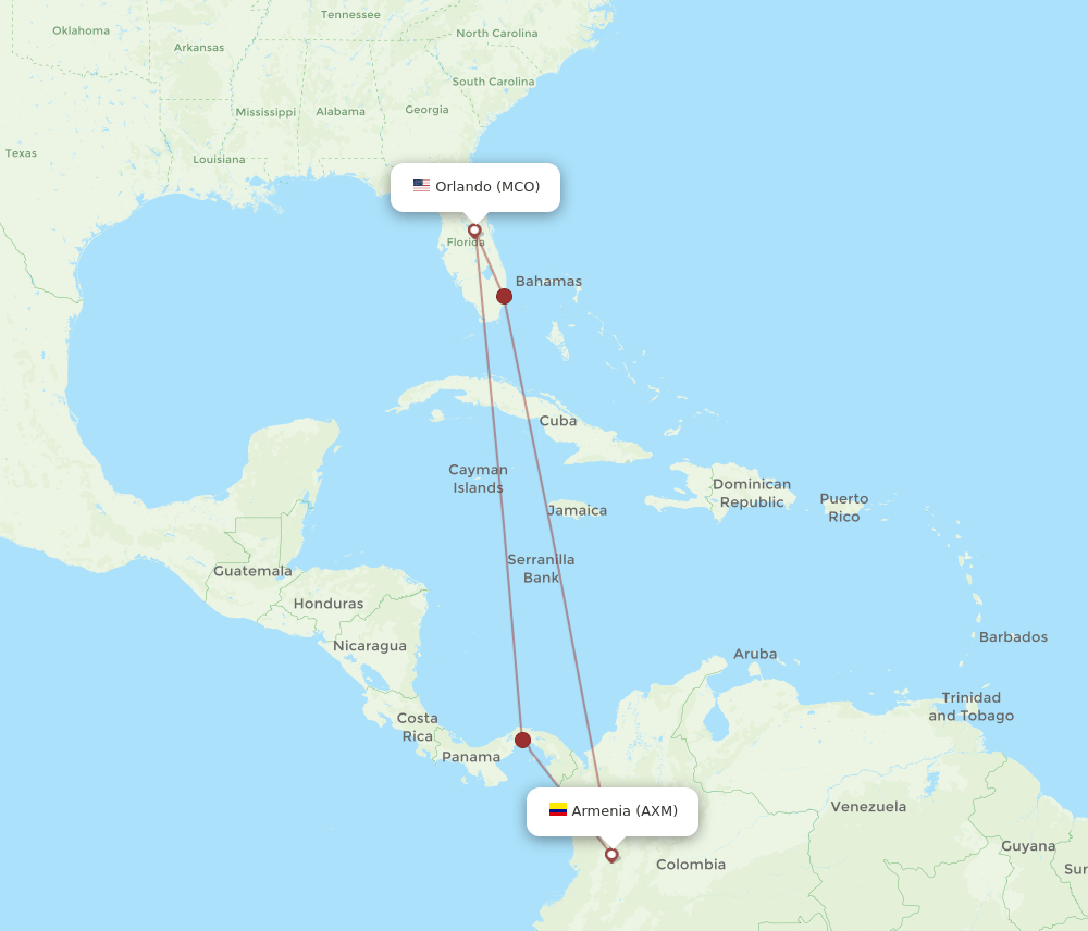 AXM-MCO flight routes
