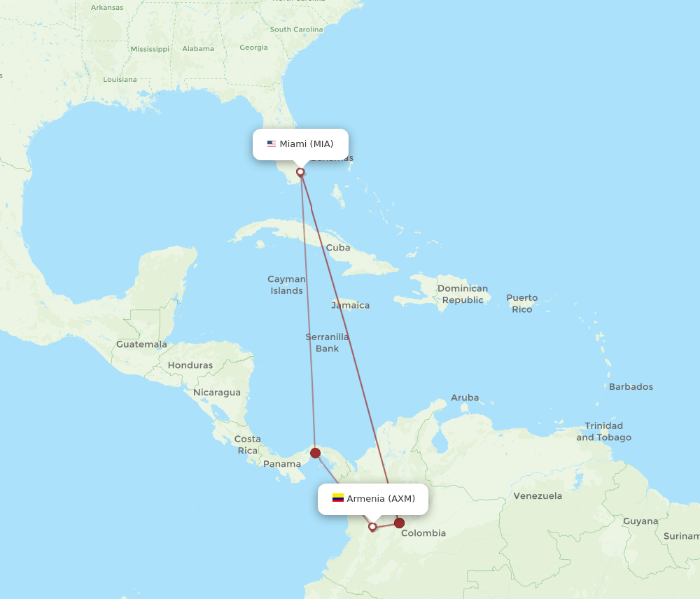 AXM-MIA flight routes