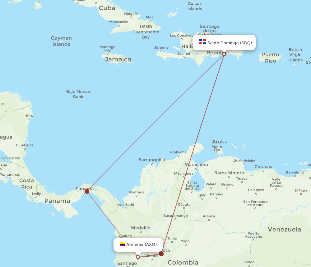 AXM-SDQ flight routes