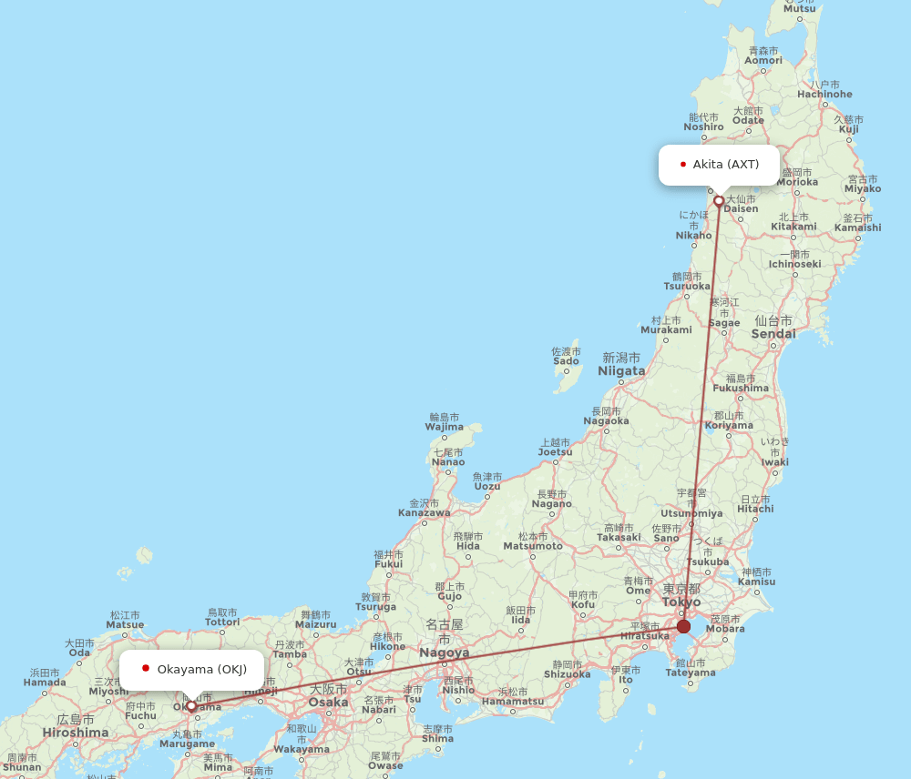 AXT-OKJ flight routes