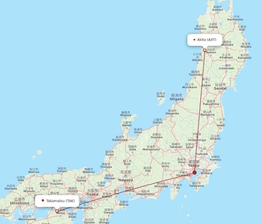 AXT to TAK flights and routes map