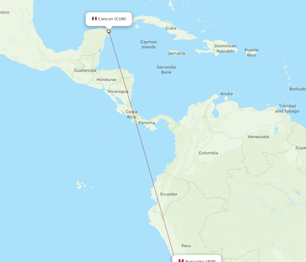 AYP-CUN flight routes