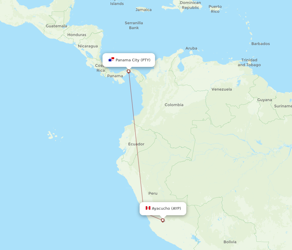 AYP-PTY flight routes