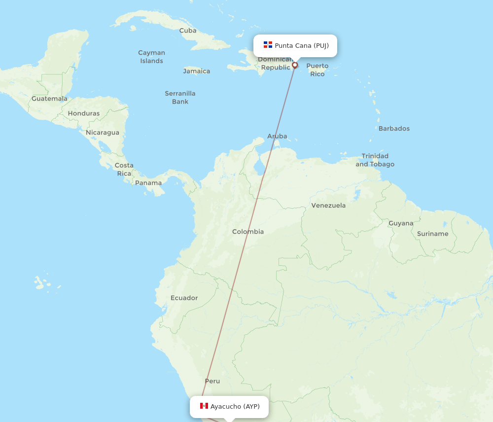 PUJ to AYP flights and routes map