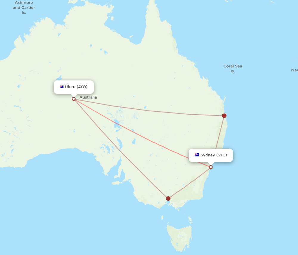 AYQ to SYD flights and routes map