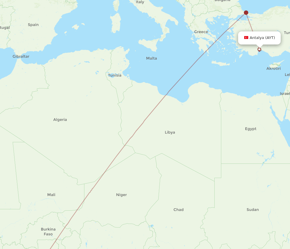 AYT-ABJ flight routes
