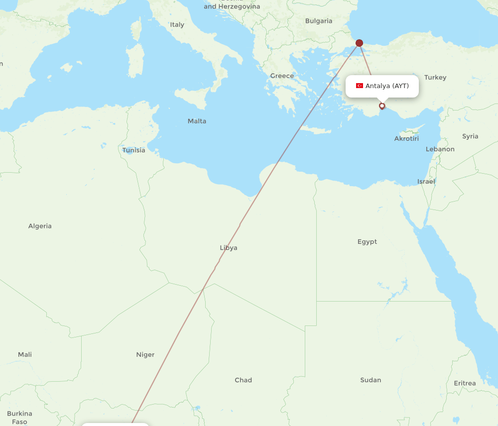 AYT-ABV flight routes