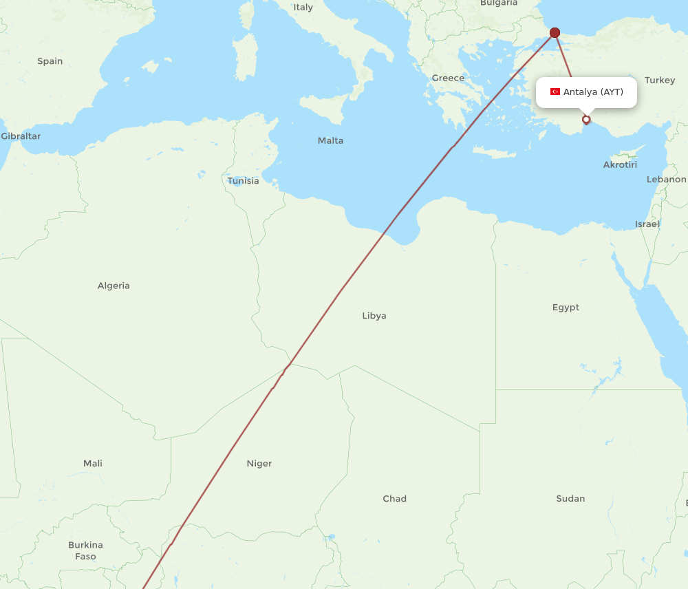 AYT-ACC flight routes