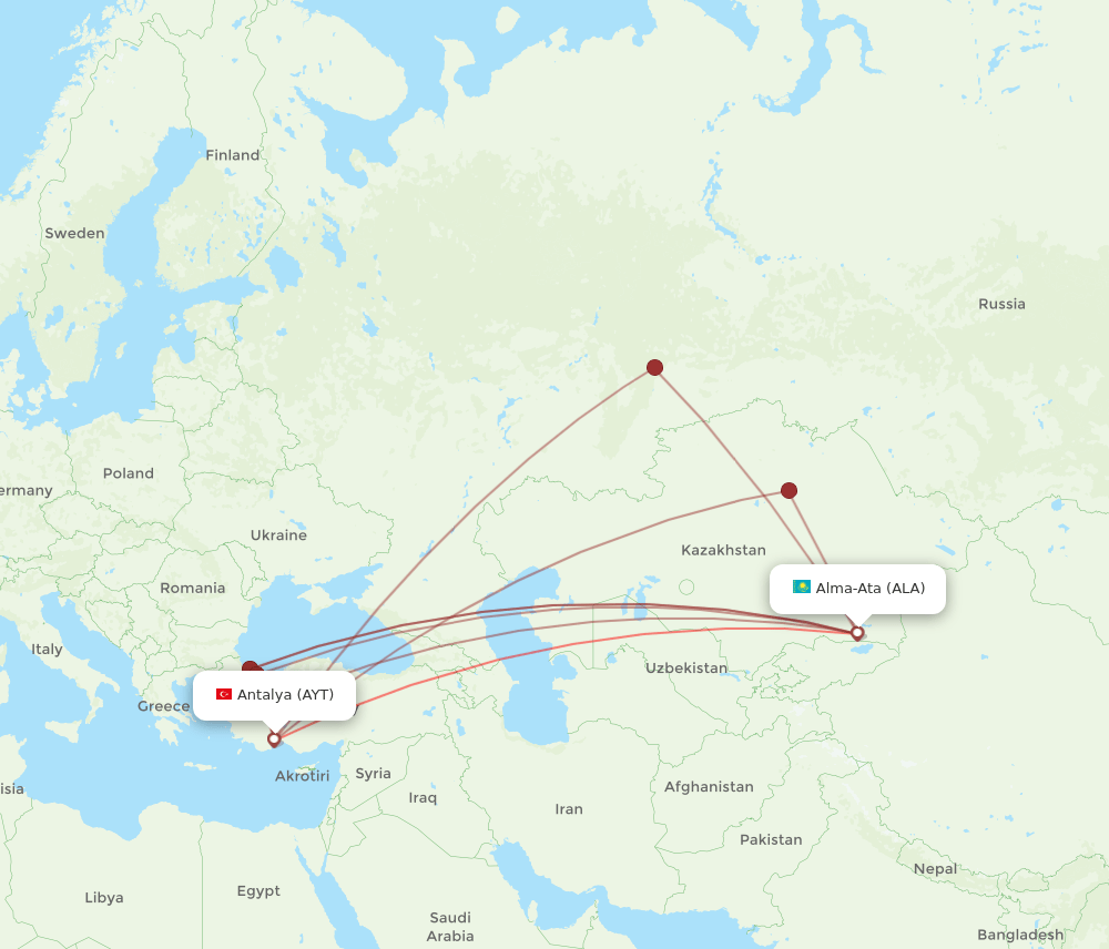 AYT-ALA flight routes