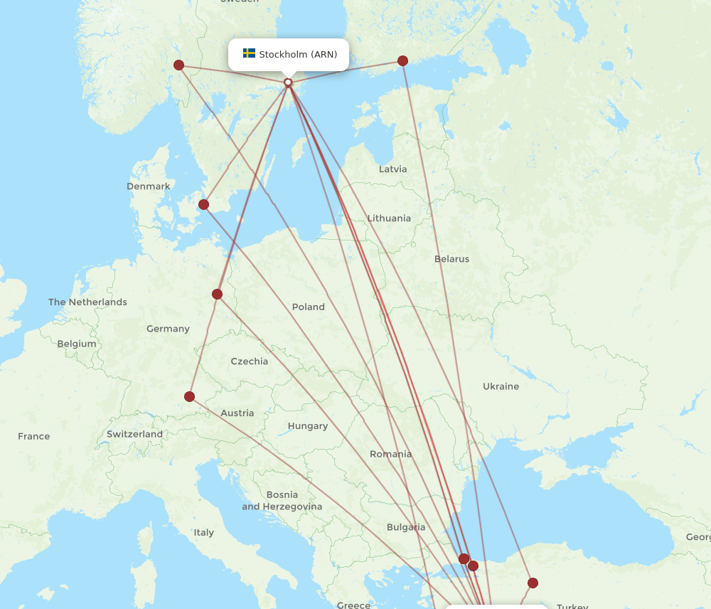 AYT to ARN flights and routes map