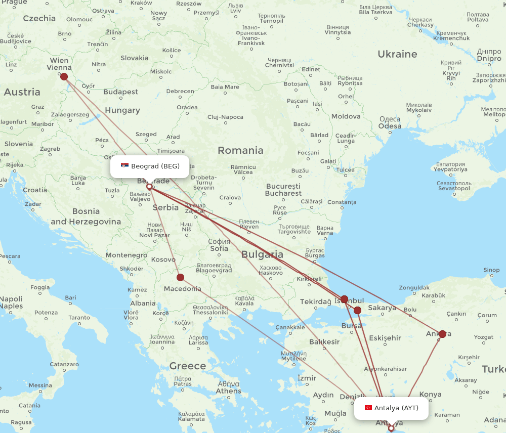 AYT-BEG flight routes