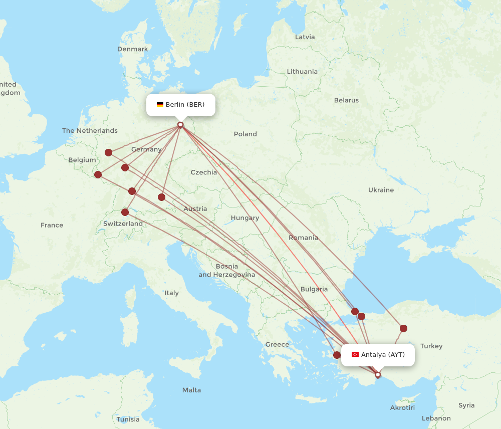 AYT to BER flights and routes map