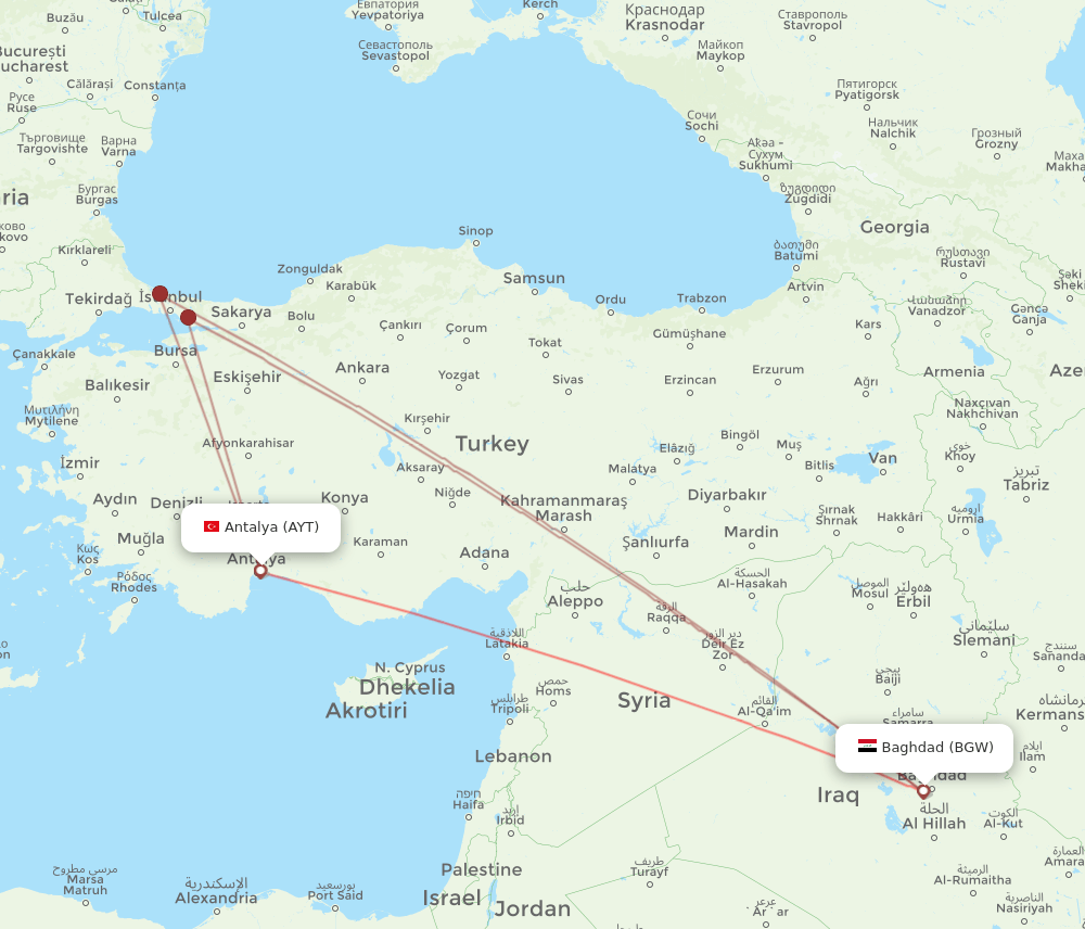 AYT-BGW flight routes