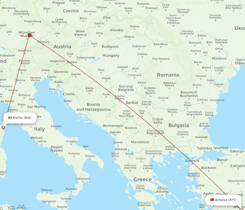 AYT-BIA flight routes