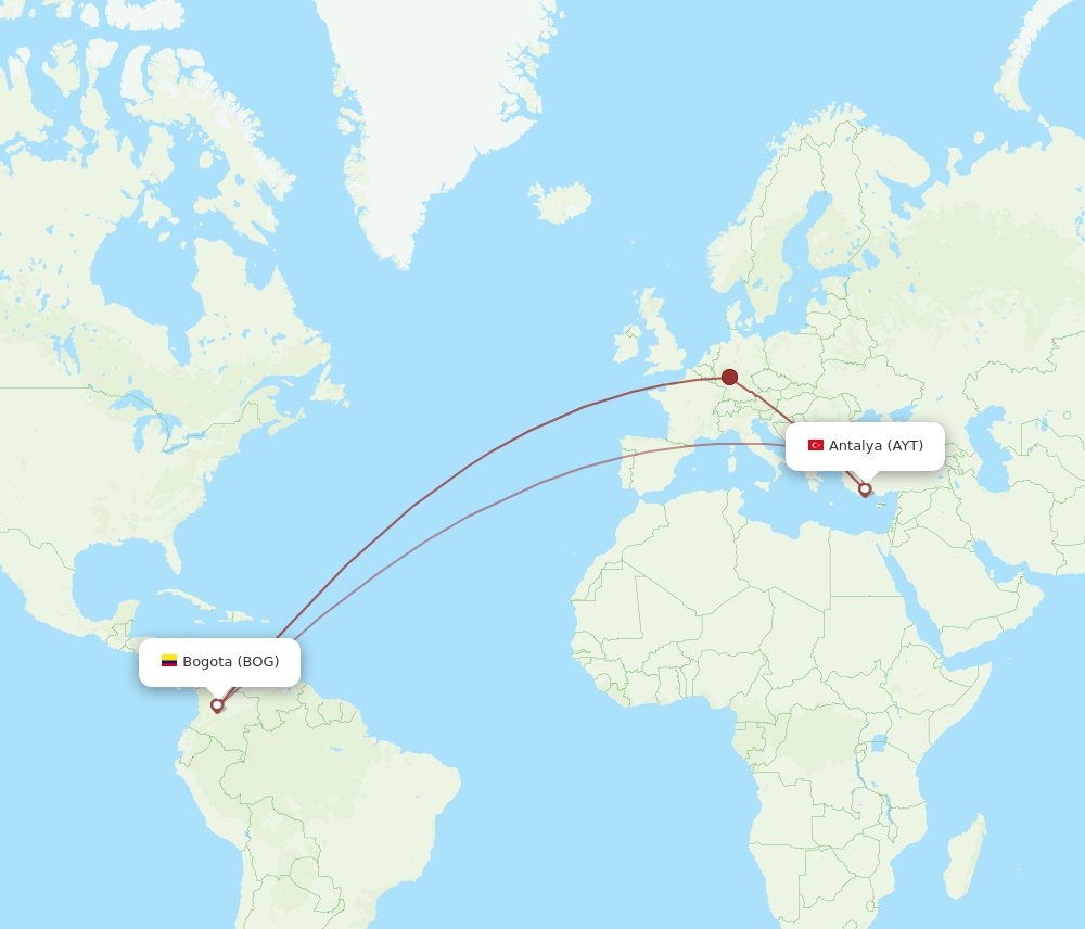 AYT-BOG flight routes
