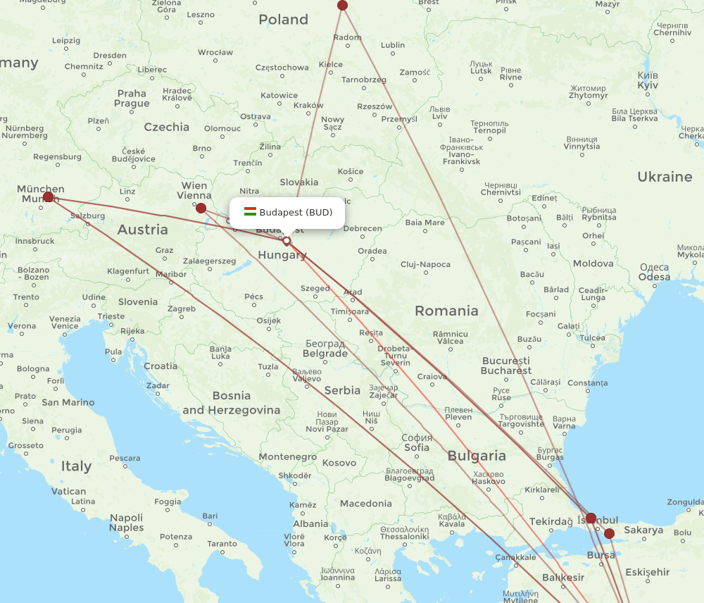 AYT-BUD flight routes