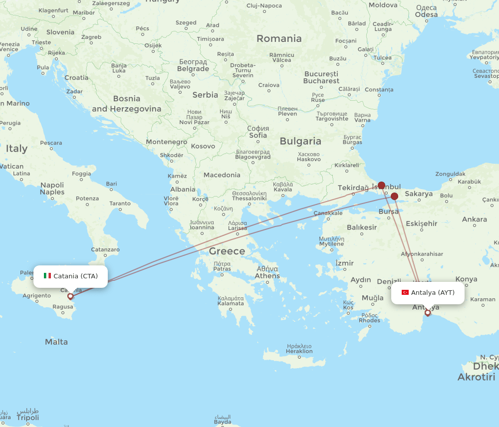 AYT-CTA flight routes
