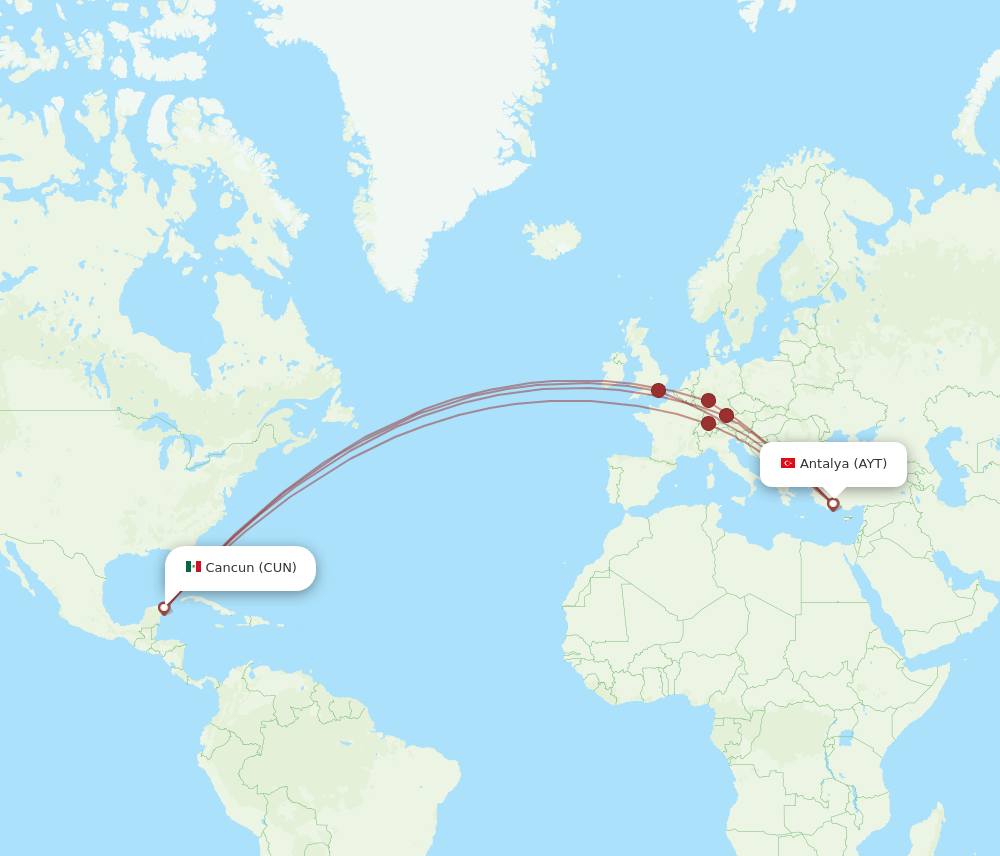 AYT-CUN flight routes