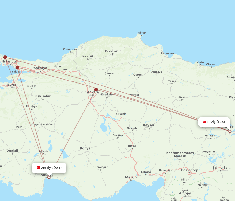 AYT-EZS flight routes