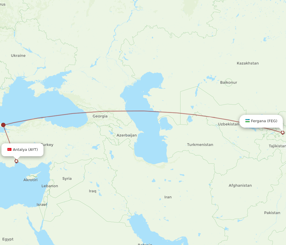 AYT to FEG flights and routes map