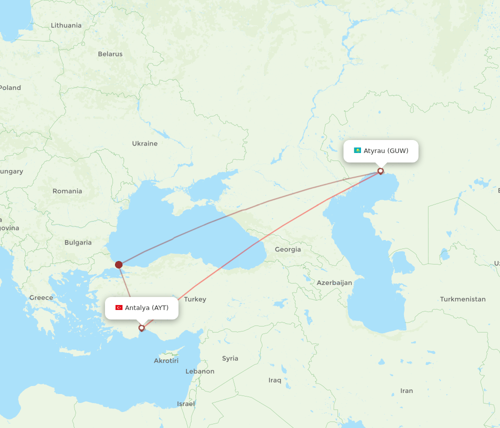AYT-GUW flight routes