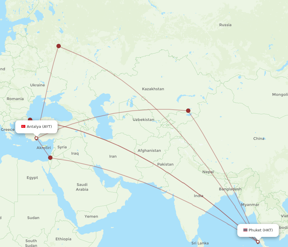 AYT-HKT flight routes