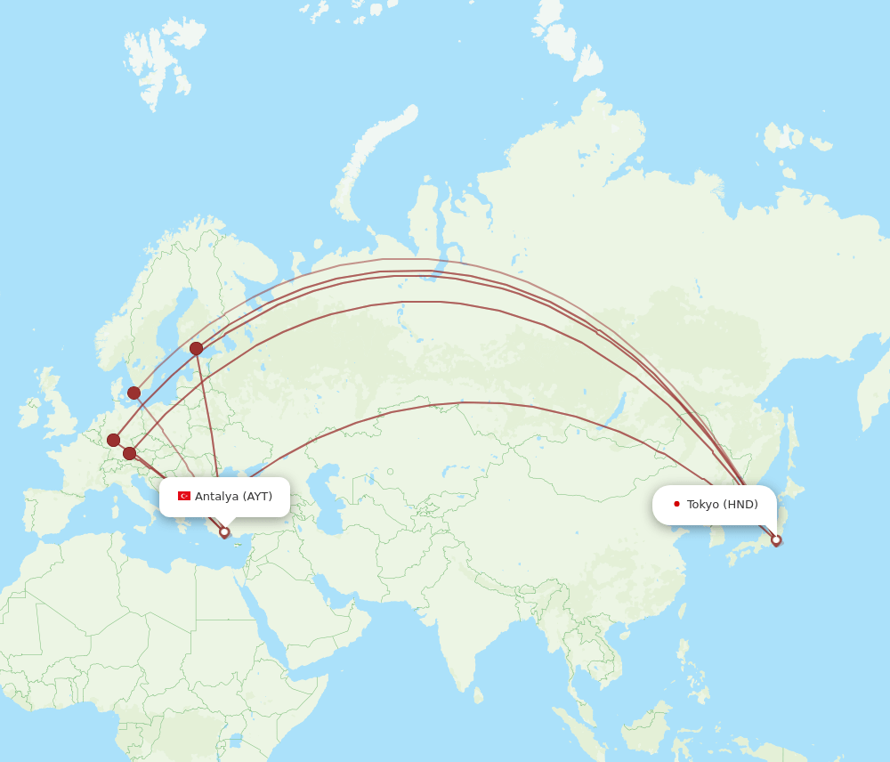 AYT-HND flight routes