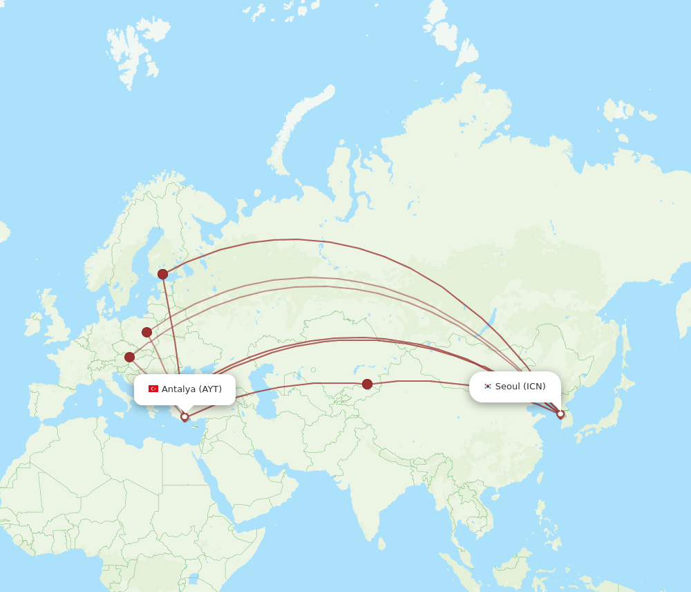 AYT-ICN flight routes