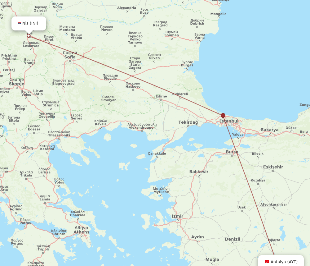AYT-INI flight routes