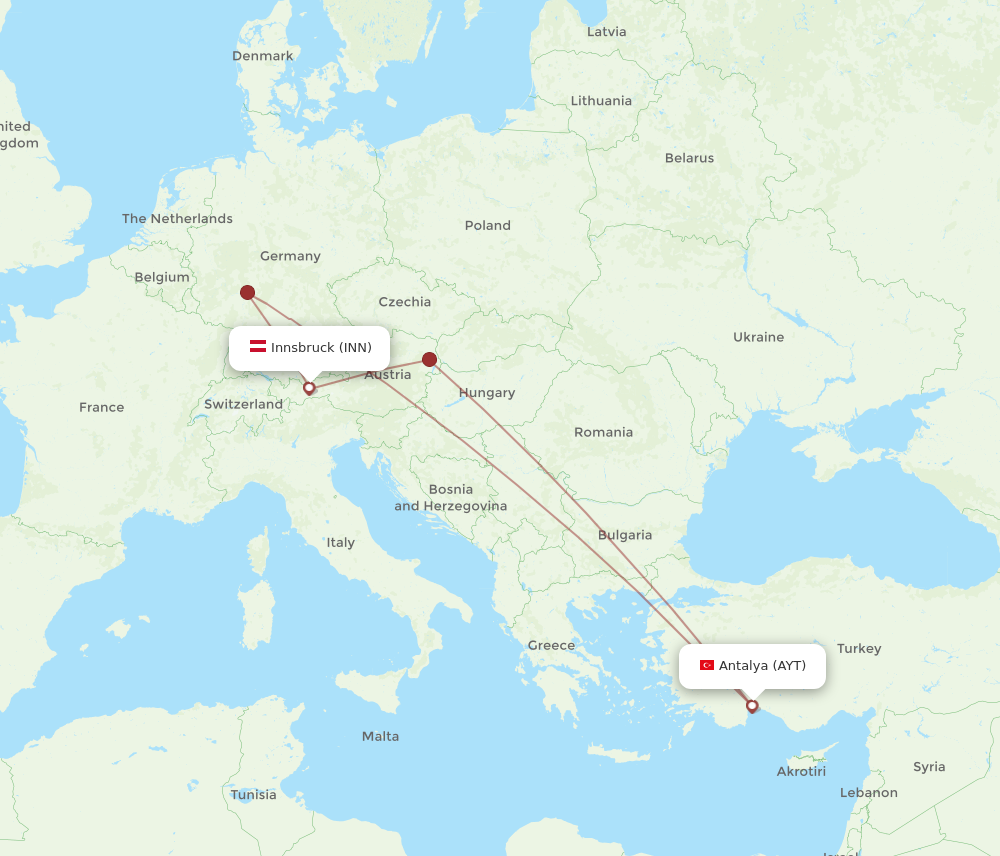 AYT to INN flights and routes map