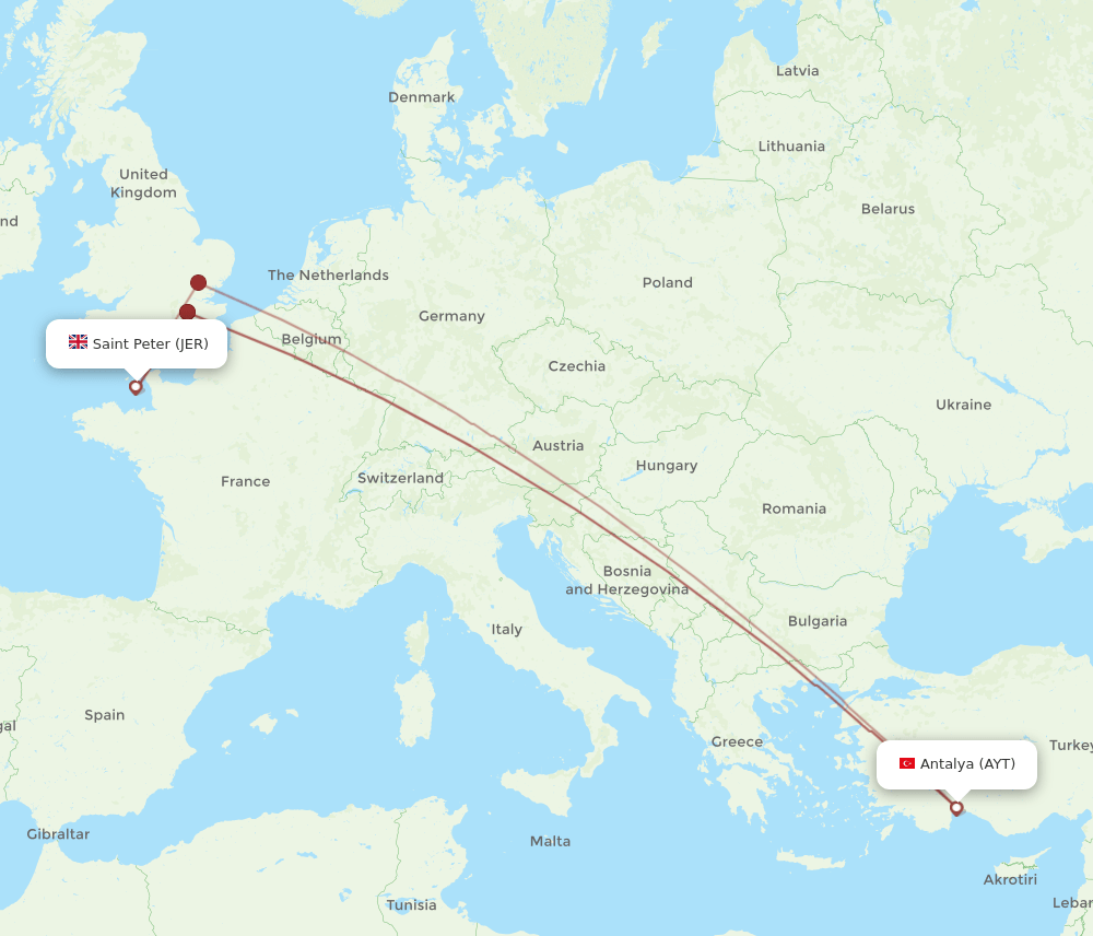 AYT-JER flight routes