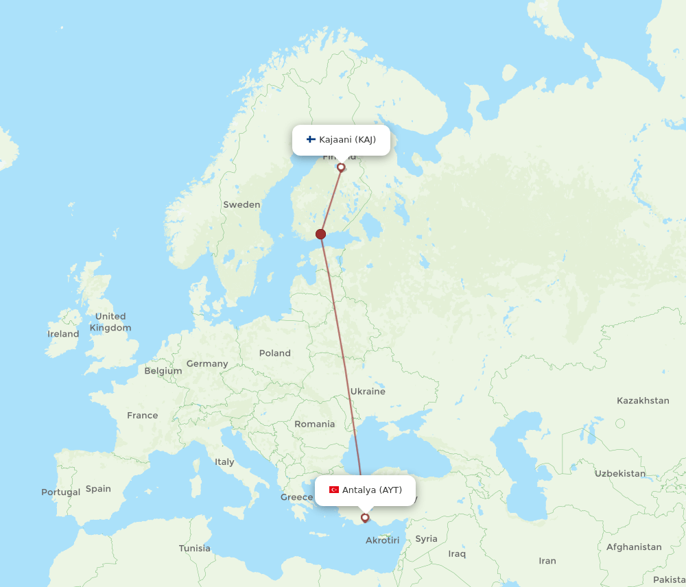 AYT-KAJ flight routes