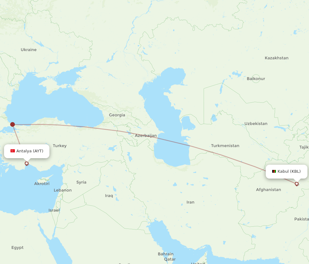 AYT-KBL flight routes