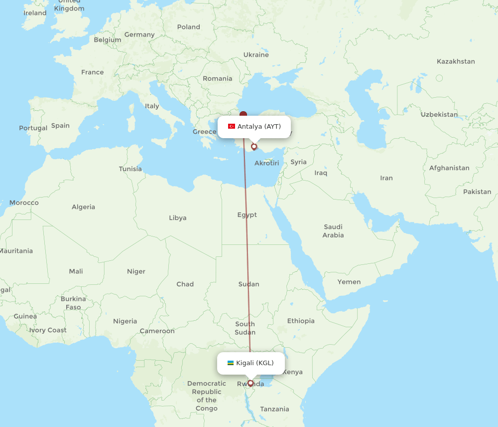 AYT-KGL flight routes