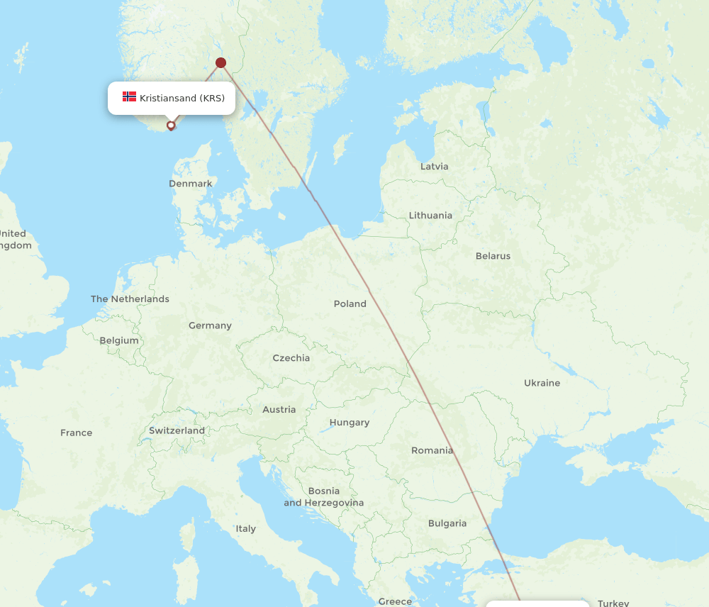 AYT-KRS flight routes