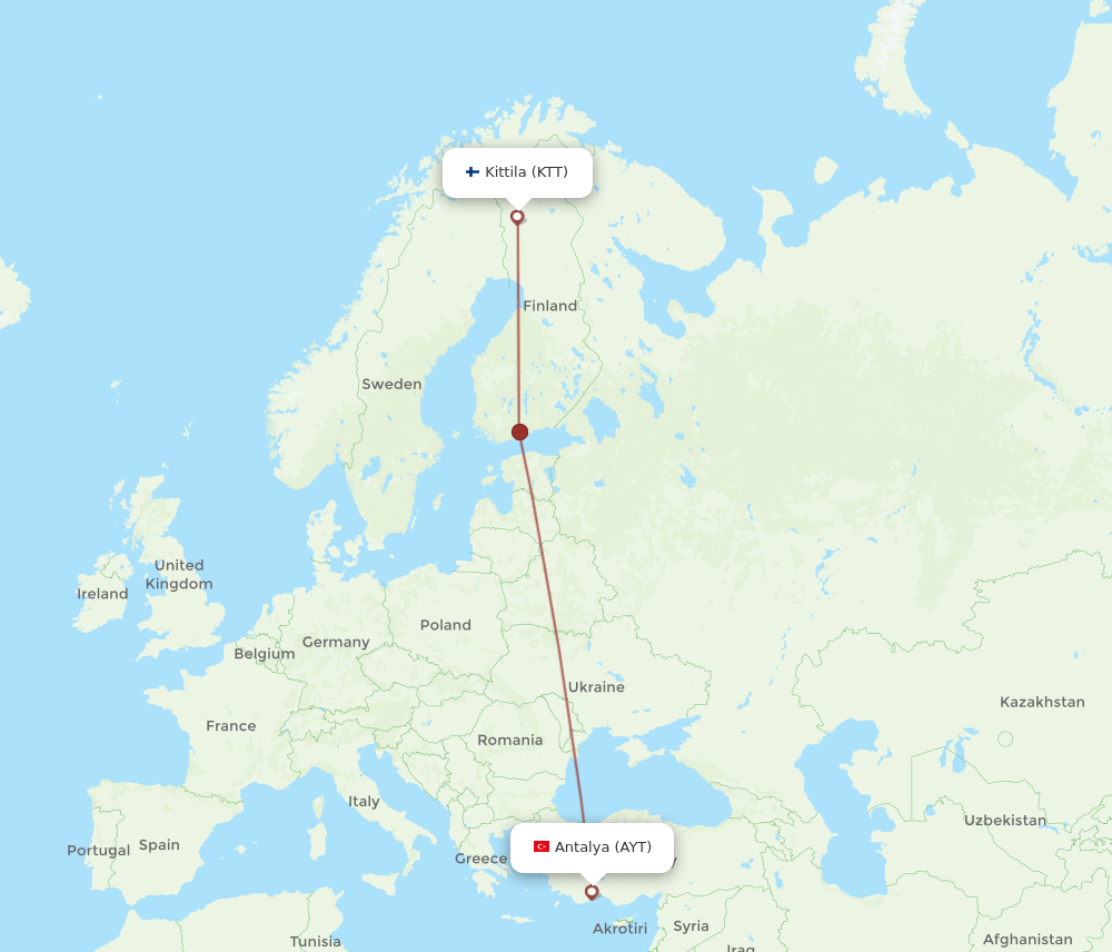 AYT-KTT flight routes