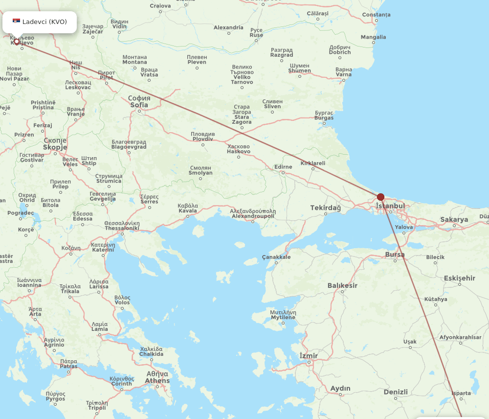 AYT to KVO flights and routes map