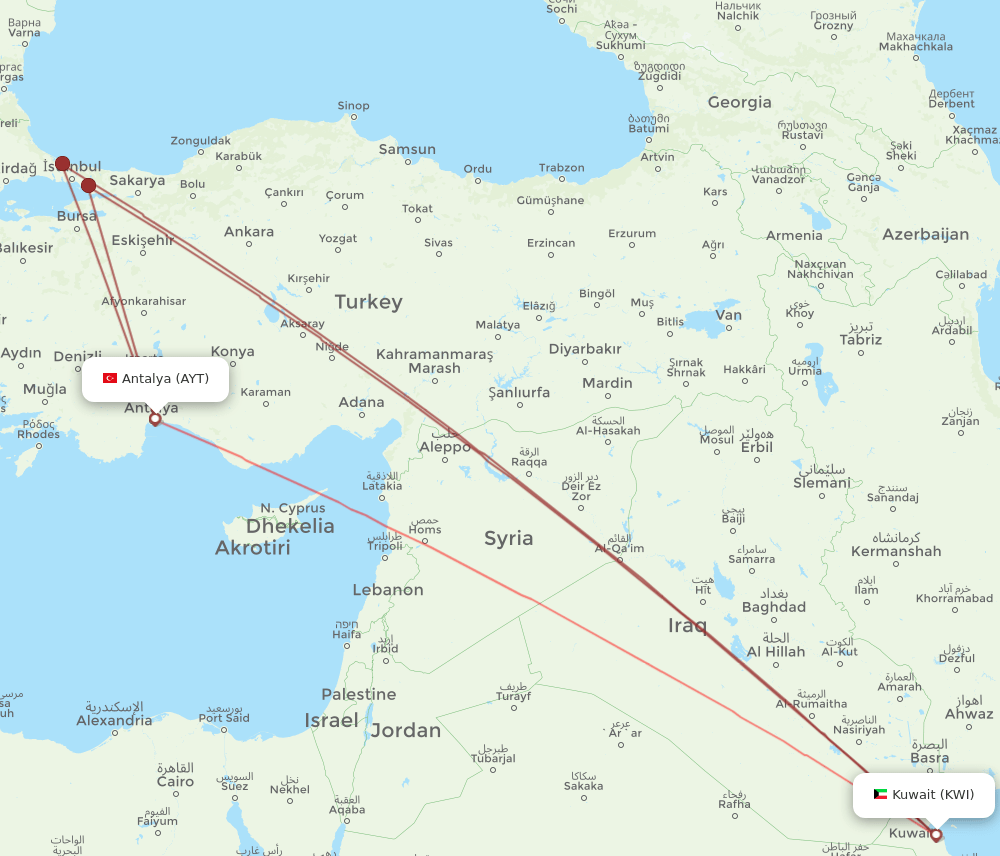 AYT-KWI flight routes