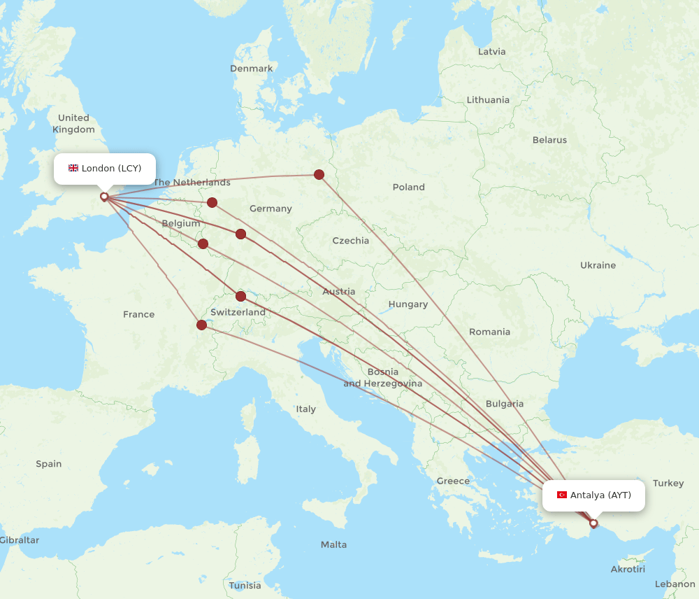 AYT-LCY flight routes