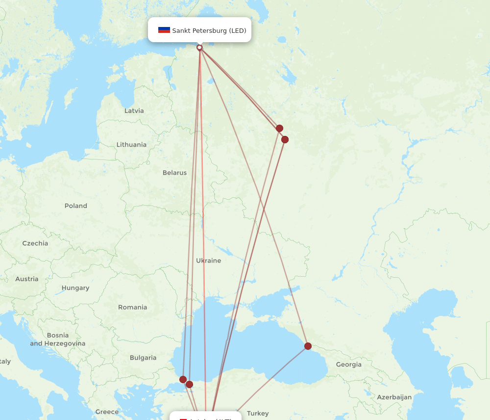 AYT-LED flight routes